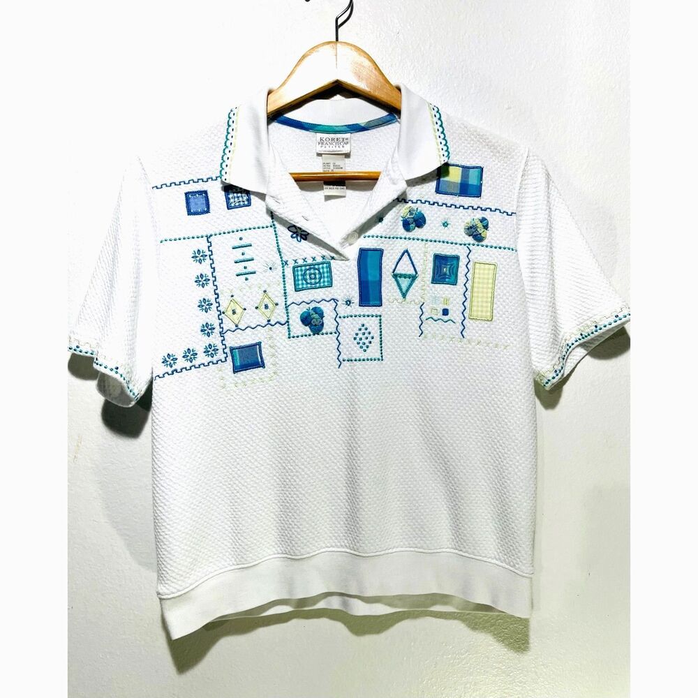 Koret Francisca VTY polo shirt embroidered cottage core grandma core Y2K women S